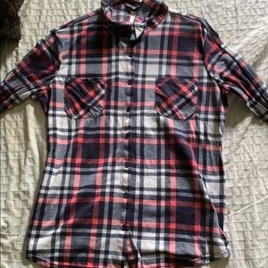 red white blue flannel with a white lace backing